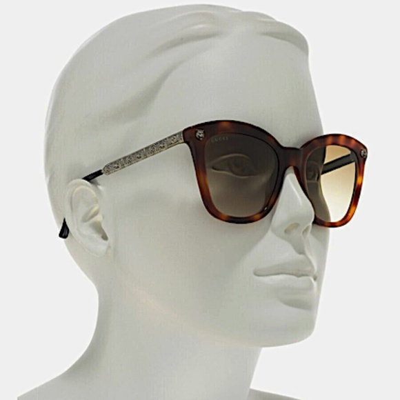 Gucci Sunglasses GG0217S 002 Havana Silver Brown